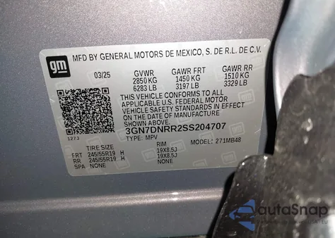 2025 Chevrolet Equinox Ev Lt 2 z USA, uszkodzony, nr VIN 3GN7DNRR2SS204707